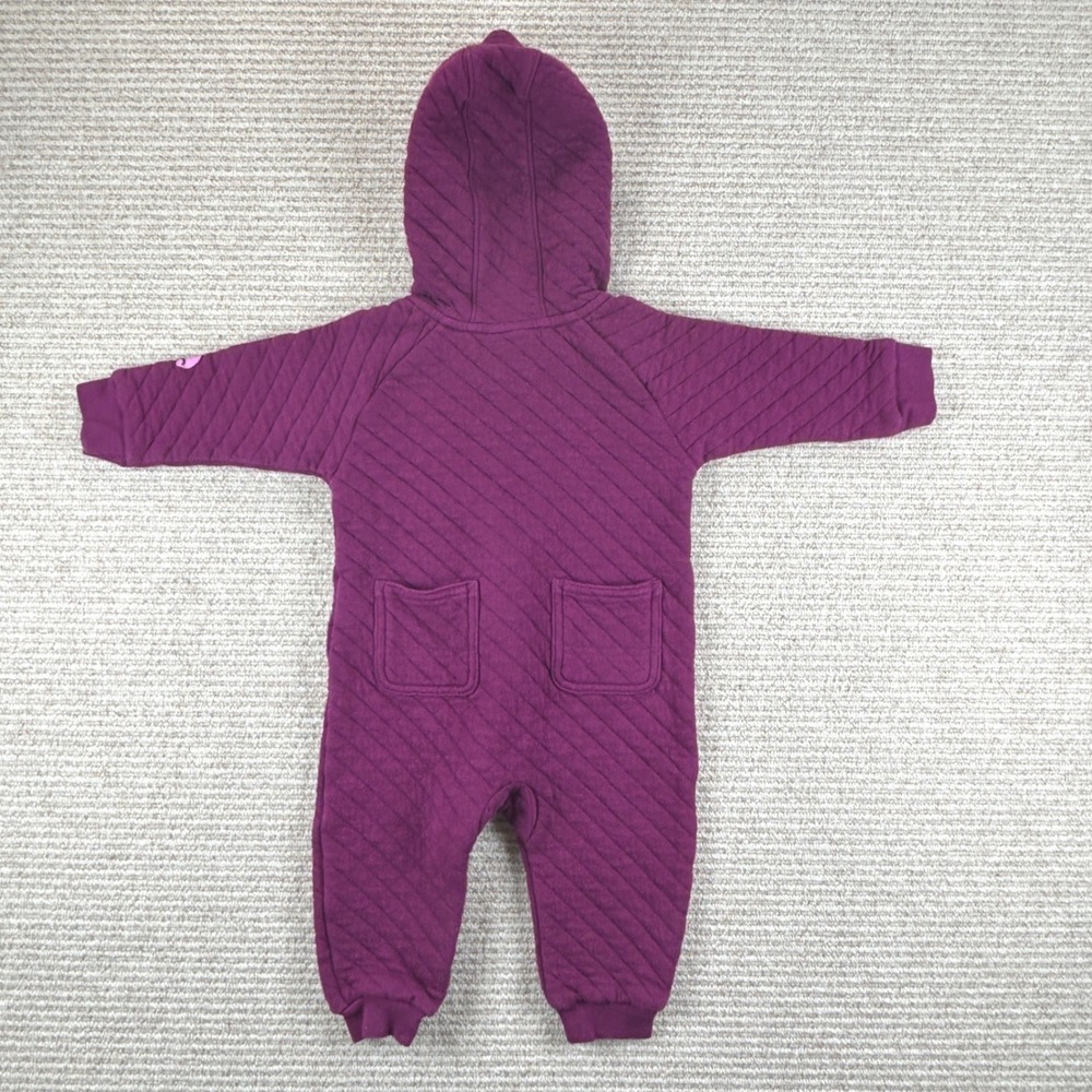 Carhartt Quilted Zip-Up Coverall Baby 9M Purple Hooded Jumpsuit QX5417 - Picture 5 of 10